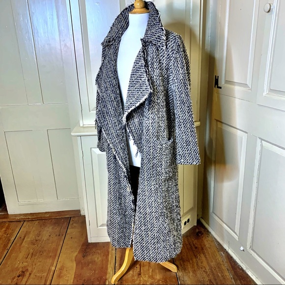 Women's Black and White Trench Coat - Picture 5 of 12